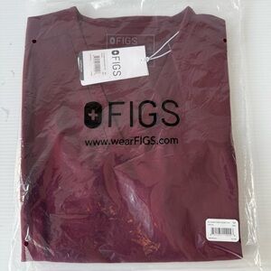 FIGS Women's Casma 3 Pocket Scrub Top Burgundy Size XS New